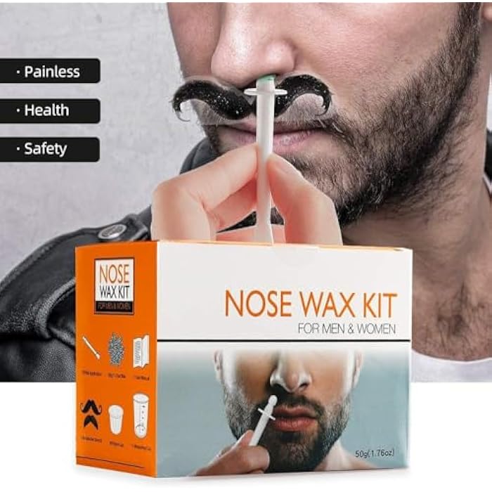 Excefore Nose Wax Kit for Men and Women, 50g Wax, Nose Hair Removal Waxing Kit, Safe Quick Hair Removal Waxing for Nose & Ear, 20 Applicators, 8 Mustache Stickers, 10 Little Cups for Removing Nose Eyebrow Hair - Image 4